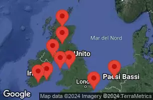 AMSTERDAM, HOLLAND, DOVER, ENGLAND, AT SEA, CORK, IRELAND, WATERFORD(DUNMORE E.)IRELAND, HOLYHEAD, WALES, LIVERPOOL, ENGLAND, BELFAST, NORTHERN IRELAND, GLASGOW (GREENOCK), SCOTLAND, INVERNESS/LOCH NESS SCOTLAND