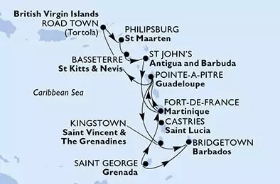 Fort de France,Pointe-a-Pitre,Kingstown,Bridgetown,Saint George,Castries,Fort de France,Pointe-a-Pitre,Road Town,Philipsburg,Basseterre,St John s,Fort de France