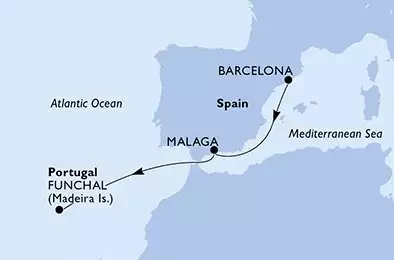 Barcelona,Malaga,Funchal