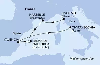 Livorno,Marseille,Palma de Mallorca,Valencia,Civitavecchia