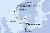 Kiel,Copenhagen,Hellesylt,Geiranger,Alesund,Flaam,Kiel