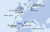 Kiel,Copenhagen,Southampton,Lisbon,Valencia,Barcelona