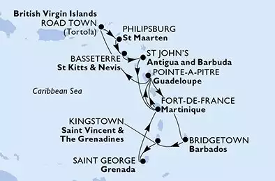 Bridgetown,Kingstown,Saint George,Fort de France,Pointe-a-Pitre,Road Town,Philipsburg,Basseterre,St John s,Fort de France,Pointe-a-Pitre,Bridgetown