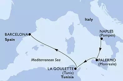 Naples,Palermo,La Goulette,Barcelona