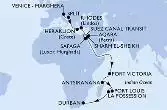 Venice-Marghera,Split,Heraklion,Rhodes,Suez Canal North,Suez Canal South,Aqaba,Sharm El-Sheikh,Safaga,Port Victoria,Antsiranana,Port Louis,La Possession,Durban