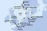 Warnemunde,Sandnes,Bergen,Kristiansand,Hamburg,Zeebrugge,Le Havre,Southampton