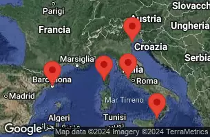 BARCELONA, SPAIN, AJACCIO, CORSICA, Civitavecchia, Italy, SICILY (MESSINA), ITALY, CRUISING, VENICE (RAVENNA) -  ITALY